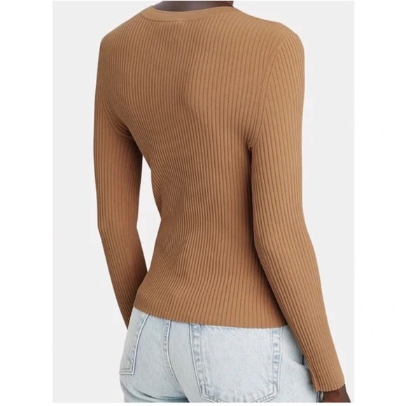 A.L.C. Declan Scoop Neck Rib Knit Beige Sz XL - Picture 2 of 8